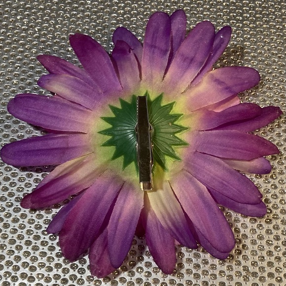 New! Set of 2 Purple Flower Clip (Hair-Hat) Extra Large 6 inches - Picture 5 of 12